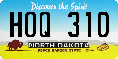 ND license plate HOQ310