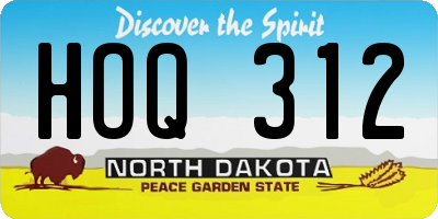 ND license plate HOQ312