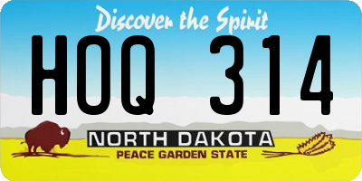 ND license plate HOQ314