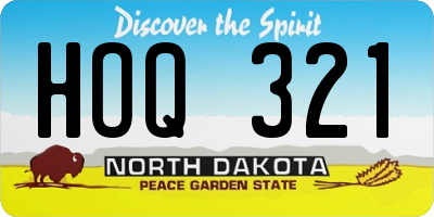 ND license plate HOQ321