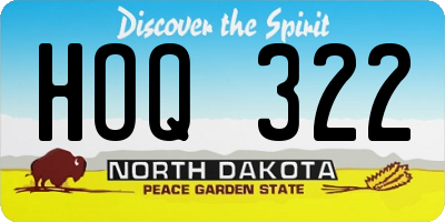 ND license plate HOQ322