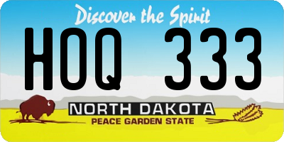 ND license plate HOQ333
