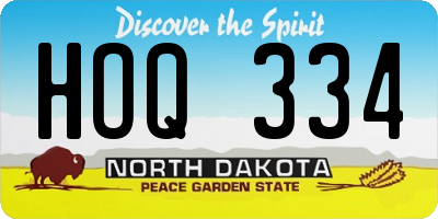 ND license plate HOQ334