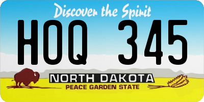 ND license plate HOQ345