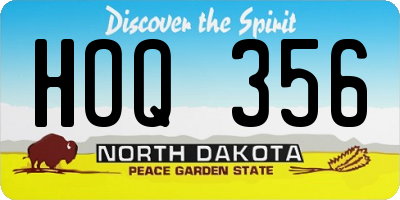 ND license plate HOQ356