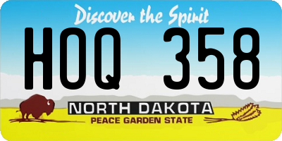 ND license plate HOQ358