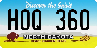 ND license plate HOQ360