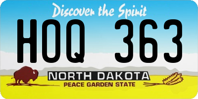 ND license plate HOQ363