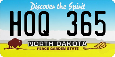 ND license plate HOQ365
