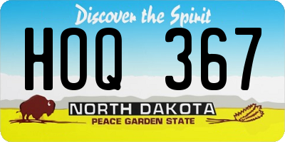 ND license plate HOQ367