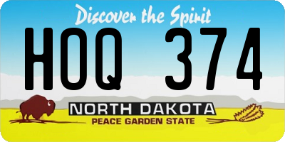 ND license plate HOQ374