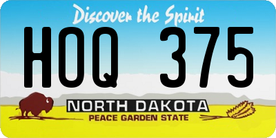 ND license plate HOQ375