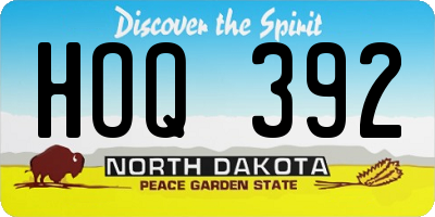 ND license plate HOQ392