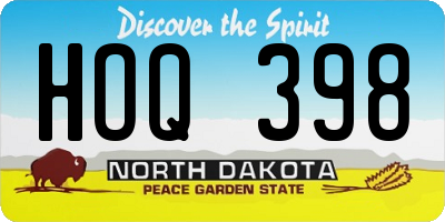 ND license plate HOQ398