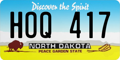 ND license plate HOQ417