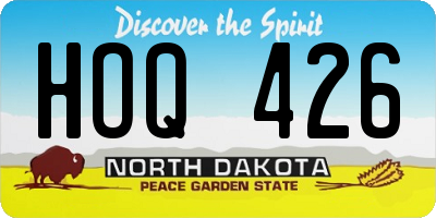 ND license plate HOQ426