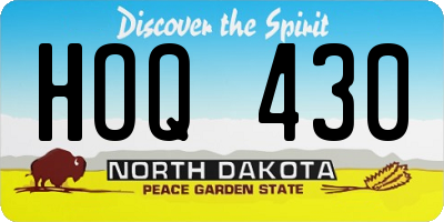 ND license plate HOQ430