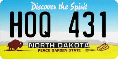 ND license plate HOQ431