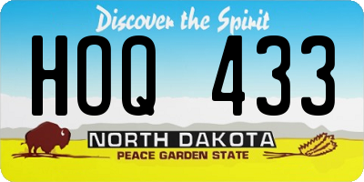 ND license plate HOQ433