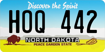ND license plate HOQ442