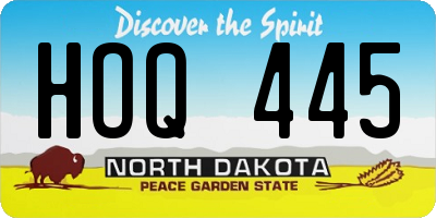 ND license plate HOQ445
