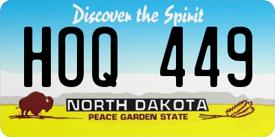 ND license plate HOQ449