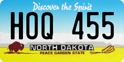 ND license plate HOQ455