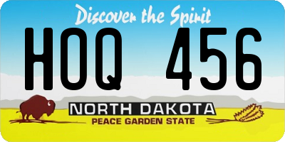 ND license plate HOQ456
