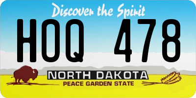 ND license plate HOQ478