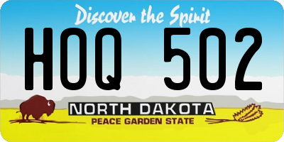 ND license plate HOQ502