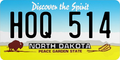 ND license plate HOQ514