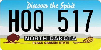 ND license plate HOQ517