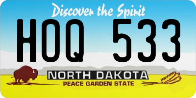 ND license plate HOQ533