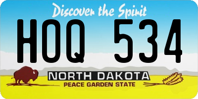 ND license plate HOQ534