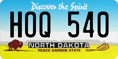 ND license plate HOQ540