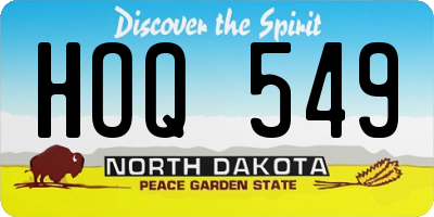 ND license plate HOQ549