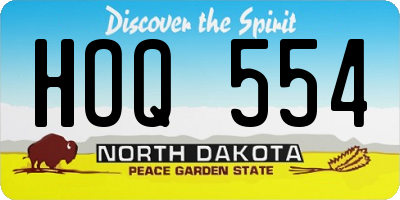 ND license plate HOQ554