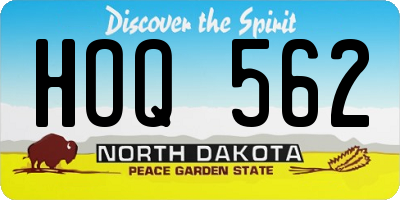 ND license plate HOQ562