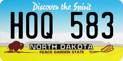 ND license plate HOQ583