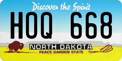 ND license plate HOQ668