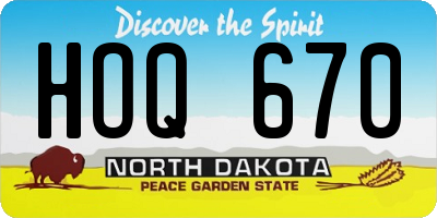 ND license plate HOQ670