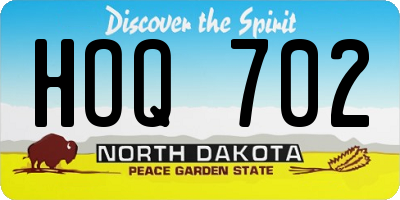ND license plate HOQ702