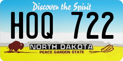 ND license plate HOQ722