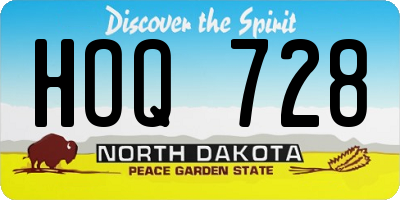 ND license plate HOQ728