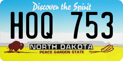 ND license plate HOQ753