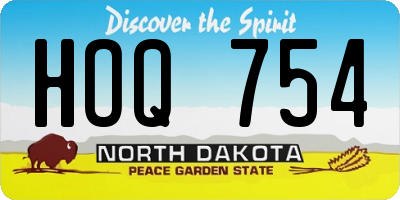 ND license plate HOQ754