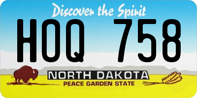 ND license plate HOQ758