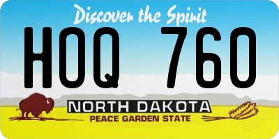 ND license plate HOQ760