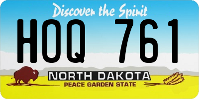 ND license plate HOQ761
