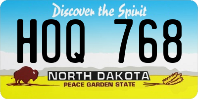 ND license plate HOQ768